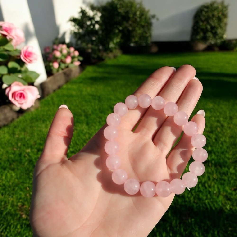 10MM ROSE QUARTZ BRACELET - Picture 3 of 3
